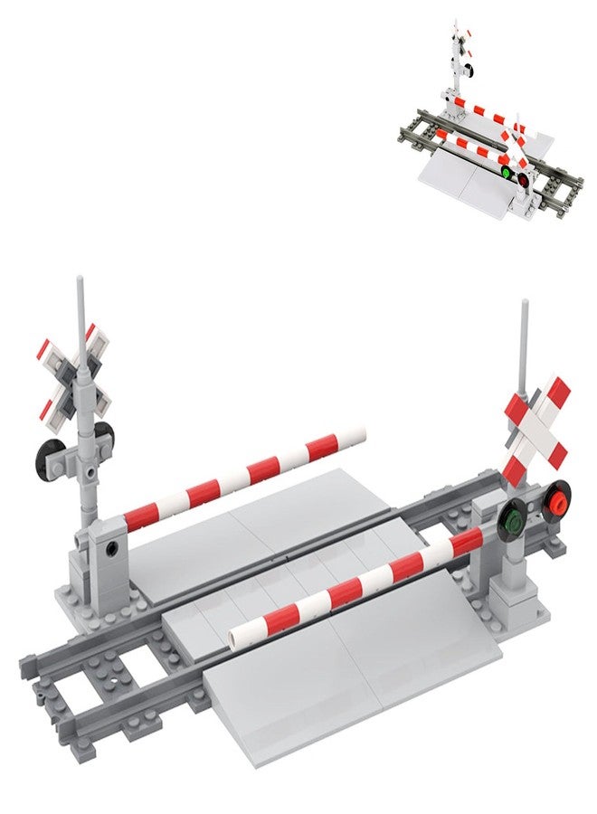TNDCKP Train Tracks Building Block Set 04, City Train Track Railroad Tracks, Traffic Light Railroad Crossing Building Bricks, Compatible with Lego 853792 Accessory, Kid Gifts for Ages 6+ - Image 1